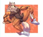  abs absurd_res anthro arcanine balls barkanine bodily_fluids canid canine clothed clothing erection eyewear footwear footwear_only fur genital_fluids genitals glasses hi_res jockstrap male mammal mostly_nude muscular muscular_anthro muscular_male nintendo nipples orange_body penis pok&eacute;mon pok&eacute;mon_(species) precum rsotart shoes shoes_only solo striped_body striped_fur stripes topless underwear video_games 