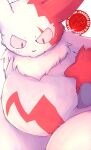  2021 anthro belly biped blush bodily_fluids fur hi_res kemono nintendo otomi_skr overweight pok&eacute;mon pok&eacute;mon_(species) red_body red_fur solo sweat video_games white_body white_fur zangoose zangoose_day 