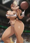  anthro arapaimagigas basketball big_breasts blonde_hair breasts clothing eyeshadow female hair lagomorph leporid lola_bunny looney_tunes makeup mammal nipples rabbit solo space_jam tight_clothing warner_brothers wide_hips 