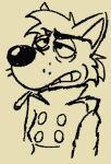  anthro canid canine canis cigarette clothing coat domestic_dog doodledoggy grimace half-closed_eyes male mammal monochrome narrowed_eyes samuel_foster_(doodledoggy) solo teeth toony topwear trenchcoat whiskers yellow_and_black 