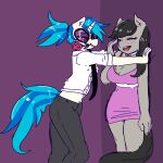  anthro anthrofied big_breasts blush breasts cleavage clothed clothing currentlytr_ash duo equid equine eyewear female female/female flower friendship_is_magic hasbro hi_res horn mammal my_little_pony octavia_(mlp) plant rose_(flower) sunglasses unicorn vinyl_scratch_(mlp) 