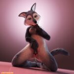  1:1 3d_(artwork) anthro canid canine crittermatic digital_media_(artwork) female genitals hi_res looking_at_viewer mammal presenting pussy solo solo_focus spread_pussy spreading 