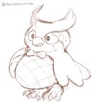 animal_crossing anthro avian belly bird blathers_(animal_crossing) bodily_fluids bow_tie chubby_male hi_res male neocerapaima nintendo overweight overweight_anthro overweight_male owl sketch slightly_chubby solo sweat tired video_games wings 