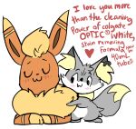  &lt;3 allandi alternate_color ambiguous_gender blush cheek_tuft creamygrapes dipstick_tail duo ear_piercing ear_ring eeveelution english_text eyes_closed facial_tuft fennekin feral flareon fur grey_body grey_fur hug humor inner_ear_fluff looking_at_another multicolored_tail nintendo orange_body orange_fur piercing pok&eacute;mon pok&eacute;mon_(species) simple_background smile text tuft uwu video_games vovo white_background yellow_body yellow_fur 