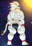  anthro anthrofied butt hi_res hunnipanda legendary_pok&eacute;mon looking_at_viewer looking_back male mane markings muscular muscular_anthro muscular_male nintendo nude pok&eacute;mon pok&eacute;mon_(species) pok&eacute;morph rear_view solgaleo solo space standing sun video_games white_body white_mane 