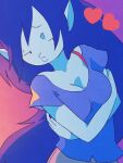  &lt;3 2020 3:4 adventure_time blue_hair bra_strap breasts cartoon_network cleavage clothed clothing crasherchroma crossed_arms dot_eyes female gradient_background hair half-closed_eyes humanoid humanoid_pointy_ears kissy_face lips long_hair looking_away marceline_abadeer narrowed_eyes not_furry pink_background purple_background pursed_lips shirt simple_background solo t-shirt teeth topwear 