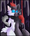  aki_silvertail anthro black_body black_fur blue_eyes canid canine fennec fox fur goo_transformation hi_res hypnosis icefire male mammal mind_control nintendo pok&eacute;mon pok&eacute;mon_(species) red_body red_fur solo transformation video_games white_body white_fur zorua 