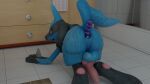  16:9 3d_(artwork) anal anal_penetration anthro balls blue_body blue_fur butt canid canine digital_media_(artwork) erection feral fur genitals hi_res knot liuke448 looking_at_viewer looking_back lucario male mammal nintendo nude open_mouth penetration penis pok&eacute;mon pok&eacute;mon_(species) presenting presenting_hindquarters raised_tail rear_view sex_toy solo video_games widescreen 