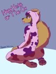  absurd_res animal_print anthro baggy_clothing big_butt breasts butt canid canine canis clothed clothing cow_print digital_media_(artwork) domestic_dog female hi_res huge_butt july_shepherd_(nokamiwd) mammal nokamiwd onesie solo thick_thighs 