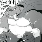  1:1 2018 4_fingers anthro belly biceps big_belly biped bottomless bracelet cape cape_only character_name claws clothed clothing crocodile crocodilian crocodylid crown donkey_kong_(series) fangs featureless_crotch finger_claws fingers front_view greyscale jewelry king king_k._rool kremling looking_at_viewer male monochrome mostly_nude musclegut muscular muscular_anthro muscular_male naruevernett nintendo open_mouth open_smile overweight overweight_anthro overweight_male pecs plantigrade portrait reptile royalty scales scalie sharp_teeth signature simple_background smile solo standing teeth thick_thighs three-quarter_portrait tongue tongue_out video_games white_background 