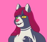  2020 ambiguous_gender animated anthro domestic_cat felid feline felis hair mammal nude open_mouth pink_background pink_nose red_hair short_playtime simple_background softsorbet solo teeth 