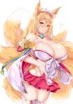  animal_ears deogho_(liujinzy9854) japanese_clothes kitsune last_origin no_bra pantsu tail thighhighs 