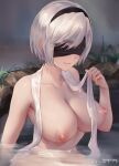  azto_dio bathing naked nier_automata nipples onsen wet yorha_no.2_type_b 