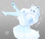  absurd_res alolan_vulpix anthro blasticussaturn blue_eyes butt clothing female fur hair hi_res inner_ear_fluff looking_at_viewer nintendo nipples open_mouth panties pawpads pok&eacute;mon pok&eacute;mon_(species) regional_form_(pok&eacute;mon) signature simple_background snowflake solo tuft underwear video_games white_body white_fur white_hair 