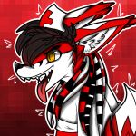  1:1 anthro black_hair canid canine clothing cross ear_tuft facial_hair fox fur hair headgear headwear lapfox_trax male mammal nurse pseudo_hair red_body red_fur renard_queenston smile solo teeth tentacle_hair tentacles tongue tuft white_body white_fur yellow_eyes 