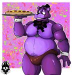  2021 abstract_background animatronic anthro arm_hair barazoku biceps big_bow_tie big_pecs black_eyes black_nose body_hair border bow_tie bulge clothed clothing dogmanart five_nights_at_freddy&#039;s five_nights_at_freddy&#039;s_2 food green_background hair half-closed_eyes hat headgear headwear hi_res holding_food holding_object machine male mammal manly mostly_nude multicolored_body musclegut muscular muscular_anthro muscular_male narrowed_eyes navel orange_background pecs pepperoni pepperoni_pizza pizza presenting_bulge purple_background purple_body raised_arm red_background robot round_ears scut_tail shadow_freddy_(fnaf) short_tail simple_background solo speedo standing stomach_hair swimwear teeth thick_thighs top_hat topless topless_anthro topless_male tray triceps two_tone_body ursid video_games white_border 