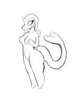  3:4 anonymous_artist anthro blush bodily_fluids covering covering_breasts dewgong female fin fusion genitals hi_res horn nervous nervous_smile nintendo nipples pok&eacute;mon pok&eacute;mon_(species) pok&eacute;mon_fusion pussy short_stack simple_background snivy solo sweat tail_fin thick_legs thick_thighs video_games 