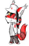  10:16 ahoundoomnamedbea beard boots canid canine chibi clothing colored_sketch cross ear_tuft facial_hair footwear fox fur headgear headwear heterochromia hoodie lapfox_trax legwear looking_away male mammal pseudo_hair red_body red_eyes red_fur red_tail renard_queenston shaded simple_background sketch smile solo standing tentacle_hair tentacles toony topwear tuft white_body white_fur yellow_eyes zipper 