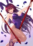  animal_ears bunny_ears bunny_girl cleavage emanon_123 fate/grand_order fishnets heels pantyhose scathach_(fate/grand_order) tail weapon 