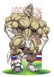  abs anthro ball big_muscles canid canine canis domestic_dog fifa hi_res huge_muscles male mammal mascot muscular muscular_anthro muscular_male soccer soccer_ball solo sport unknown_artist zabivaka 