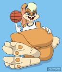  3_toes anthro basketball feet female genitals hi_res lagomorph leporid lola_bunny looking_at_viewer looney_tunes mammal mrchasecomix paws pussy rabbit solo toes warner_brothers 