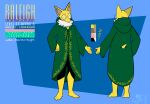 2021 abstract_background anthro blue_background character_name cloak clothing color_swatch eyebrows eyewear front_view full-length_portrait fur gender_symbol glasses green_clothing hi_res hypno_(pok&eacute;mon) magnetiorchid male mammal model_sheet nintendo pok&eacute;mon pok&eacute;mon_(species) portrait raleigh_(millyficent) rear_view signature simple_background solo standing symbol tapir text video_games white_body white_fur yellow_body yellow_fur ♂ 