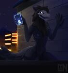  absurd_res anthro breasts canid canine canis domestic_dog female genitals hi_res lennoxicon malo mammal monster night nipples nude outside phone pussy scp-1471-a scp_foundation solo solo_focus standing text 