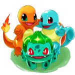  2018 ambiguous_gender bulbasaur charmander fire green_eyes group hi_res looking_at_viewer nintendo open_mouth pok&eacute;mon pok&eacute;mon_(species) red_eyes shell squirtle tongue video_games zigrock001 
