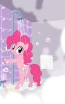  2014 blue_eyes cutie_mark earth_pony equid equine female friendship_is_magic hair hi_res horse long_hair mammal my_little_pony open_mouth open_smile pink_hair pinkie_pie_(mlp) pony shower smile solo steam water wet zigrock001 
