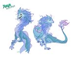  2_horns ami_thompson asian_mythology blue_body claws digital_media_(artwork) disney dragon east_asian_mythology eastern_dragon female feral fur hair hi_res horn mythology open_mouth raya_and_the_last_dragon simple_background sisu_(ratld) smile 