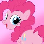  2015 blue_eyes butt cutie_mark earth_pony equid equine female feral friendship_is_magic hair horse looking_at_viewer mammal my_little_pony open_mouth open_smile pink_hair pinkie_pie_(mlp) pony simple_background smile solo tongue zigrock001 