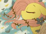  2014 cloud day equid equine eyes_closed female flower fluttershy_(mlp) friendship_is_magic hair horse leaf long_hair mammal my_little_pony pink_hair plant pony solo umeguru 