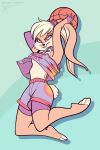  absurd_res anthro ball basketball_(ball) breasts female hi_res ladymathou lagomorph leporid lola_bunny looney_tunes mammal rabbit solo under_boob warner_brothers 