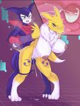  anthro balls big_balls big_breasts bodily_fluids breasts canid canine cum cum_in_pussy cum_inside digimon digimon_(species) duo female fox genital_fluids genitals grabbing hi_res humanoid imp impmon impregnation male male/female mammal renamon scuttlefish scuttlfish sex stand_and_deliver standing standing_sex sweat uterus 