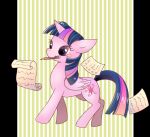  2015 blackeevee cutie_mark equid equine feathered_wings feathers female feral friendship_is_magic hair horn mammal my_little_pony paper pencil_(object) purple_hair solo twilight_sparkle_(mlp) winged_unicorn wings 