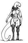  abs alien big_breasts breasts clothing eyes_closed female humanoid legwear lenni_(artlegionary) long_neck meandraco muscular muscular_female muscular_humanoid navel nipples not_furry nude scarf simple_background solo standing teeth thick_thighs wide_hips worm wurae 
