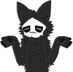  alpha_channel ambiguous_gender animated anthro black_body black_fur blush canid canine canis changed_(video_game) eyes_closed fur low_res mammal mask mrrocket50 pawpads puro_(changed) shrug simple_background solo transparent_background wolf 