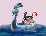  2015 absurd_res ambiguous_gender avian boat cress_(floraverse) duo feathers feral floraverse goo_creature happy hi_res simple_background spacesmilodon vehicle water watercraft webcomic 