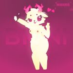  absurd_res breasts cervid cute_face female fur genitals hi_res invalid_tag mammal pink_eyes pussy solo white_body white_fur wolfy_cyberware 