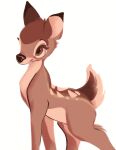 2021 bambi bambi_(film) brown_body brown_fur cervid dipstick_ears disney feral fur hi_res mammal multicolored_ears simple_background solo tohupo white_background 