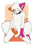  anthro balls blush bodily_fluids canid canine collar cum cumshot cya_(cya_cya_) ejaculation erection fox fur genital_fluids genitals hi_res leg_markings male mammal markings penis shinystarshard solo white_body white_fur 