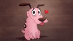  absurd_res canid canine canis cartoon_network courage_the_cowardly_dog courage_the_cowardly_dog_(character) domestic_dog feral fur hi_res male mammal pink_body pink_fur pointedfox signature simple_background solo 