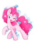  2017 akainu7 blue_eyes cutie_mark earth_pony equid equine female feral friendship_is_magic hair hi_res horse long_hair mammal my_little_pony one_eye_closed pink_hair pinkie_pie_(mlp) pony simple_background solo wink 