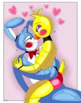  &lt;3 absurd_res avian bird chicken duo feathers female five_nights_at_freddy&#039;s five_nights_at_freddy&#039;s_2 galliform gallus_(genus) hi_res hug lagomorph leporid male male/female mammal memories-ice phasianid rabbit romantic_couple tail_feathers toy_bonnie_(fnaf) toy_chica_(fnaf) video_games 