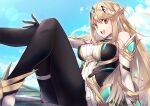  1girl armor bangs bare_shoulders black_legwear blonde_hair breasts chest_jewel dress elbow_gloves gem gloves headpiece large_breasts long_hair mythra_(massive_melee)_(xenoblade) mythra_(xenoblade) mzkk_1826 short_dress super_smash_bros. swept_bangs tiara very_long_hair white_dress white_footwear white_gloves xenoblade_chronicles_(series) xenoblade_chronicles_2 yellow_eyes 