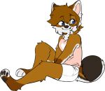  alloplush anthro blue_eyes bottomwear brown_body brown_fur canid canine canis clothed clothing curled_tail domestic_dog female fox fur husky mammal nordic_sled_dog shirt shorts solo spitz swift tank_top topwear white_body white_fur 