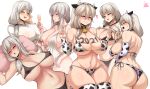  animal_ears ass bell bikini bra breasts cameltoe cat_smile cleavage collar cosplay cowgirl dress drink elbow_gloves erect_nipples gloves gray_hair headband heart horns jmg long_hair necklace no_bra panties ponytail see_through shirt_lift signed swimsuit thighhighs underboob underwear uzaki-chan_wa_asobitai! uzaki_tsuki 