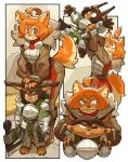  2021 absurd_res anthro armor blep breastplate brown_body brown_fur brown_hair canid canine canis ceehaz comic dog_knight_rpg domestic_dog duo female fur hair hi_res holding_character hybrid larger_female maci_(ceehaz) mammal orange_body orange_fur orange_hair pomeranian revenge rory_(ceehaz) size_difference smaller_female spitz tongue tongue_out 