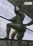  anthro areola balls big_breasts big_penis black_body black_fur black_hair bone breasts butt canid canine digital_media_(artwork) fur genitals gynomorph hair half-erect hand_on_butt hi_res humanoid_genitalia humanoid_penis intersex looking_at_viewer malo mammal monster nipples nude one_eye_closed one_leg_up open_mouth penis pirin-apex presenting presenting_hindquarters raised_leg scp-1471 scp-1471-a scp_foundation skull smile solo standing static television thick_thighs wink 