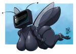  animate_inanimate antenna_wire arthropod big_breasts big_butt breasts butt claws featureless_breasts flying hybrid insect insect_wings monitor non-mammal_breasts solo thick_thighs tv_face wings zwitterkitsune 